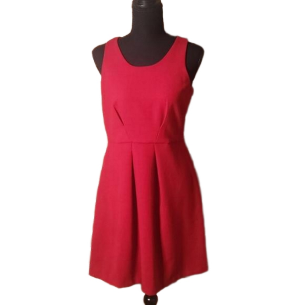 LOFT Sleeveless Red Fit-and-Flare Dress